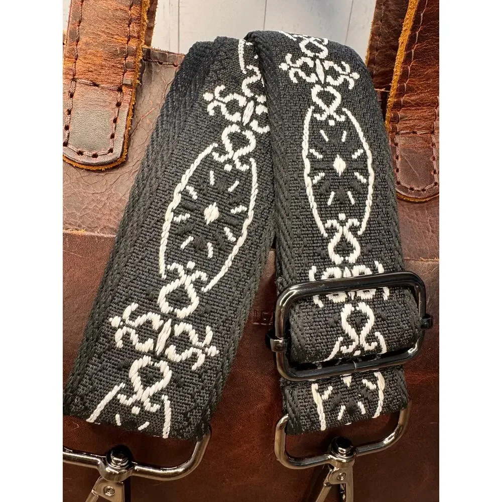 Black White Boho Purse Strap Wide Bag Strap Boho Crossbody Purse Strap